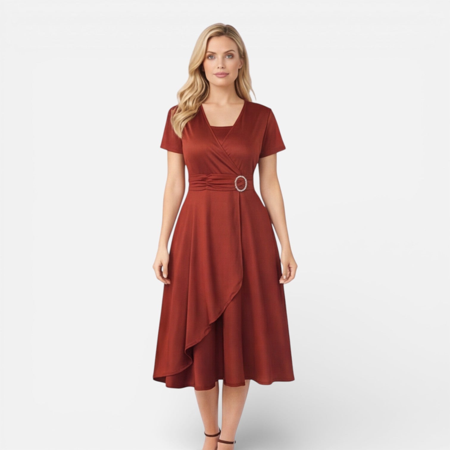 Abito Donna a Portafoglio Scollo a V Cerimonia Elegante