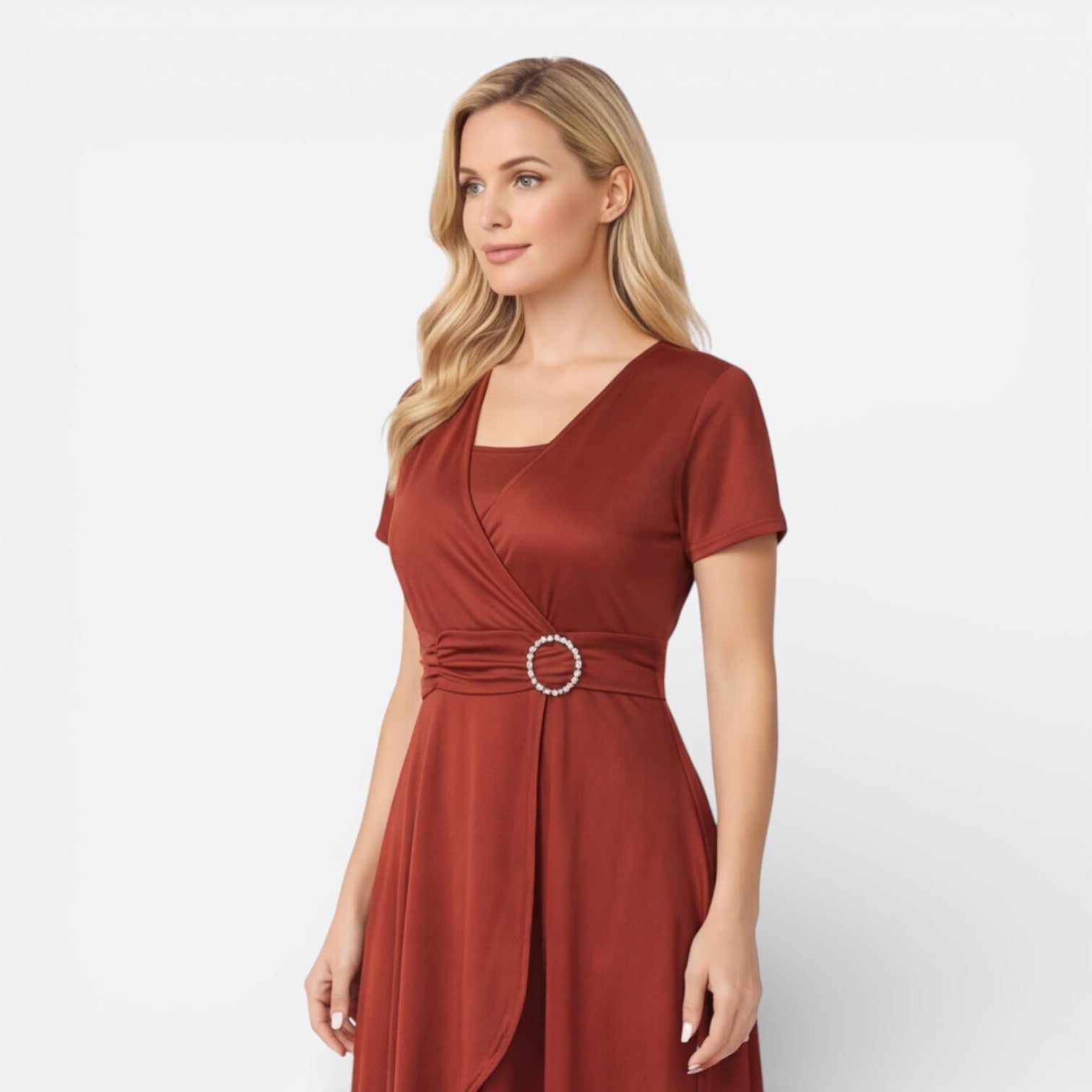 Abito Donna a Portafoglio Scollo a V Cerimonia Elegante