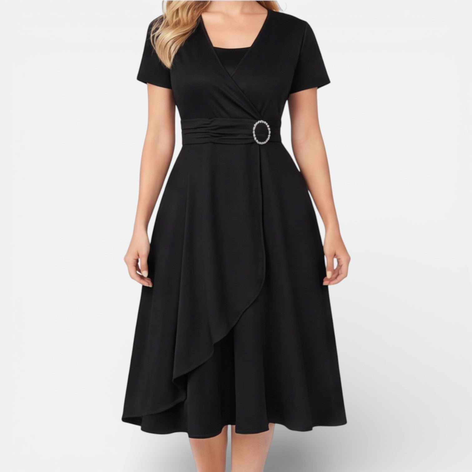 Abito Donna a Portafoglio Scollo a V Cerimonia Elegante