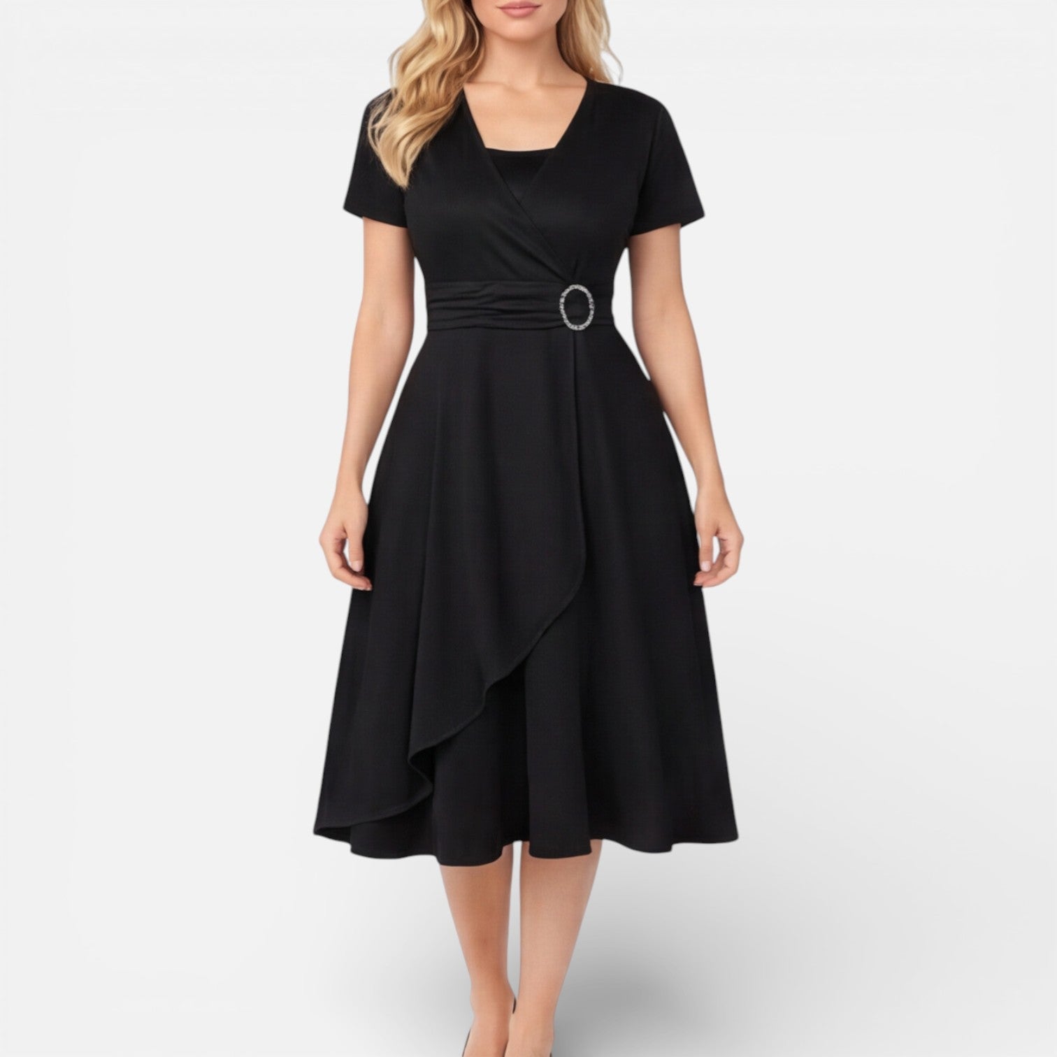 Abito Donna a Portafoglio Scollo a V Cerimonia Elegante