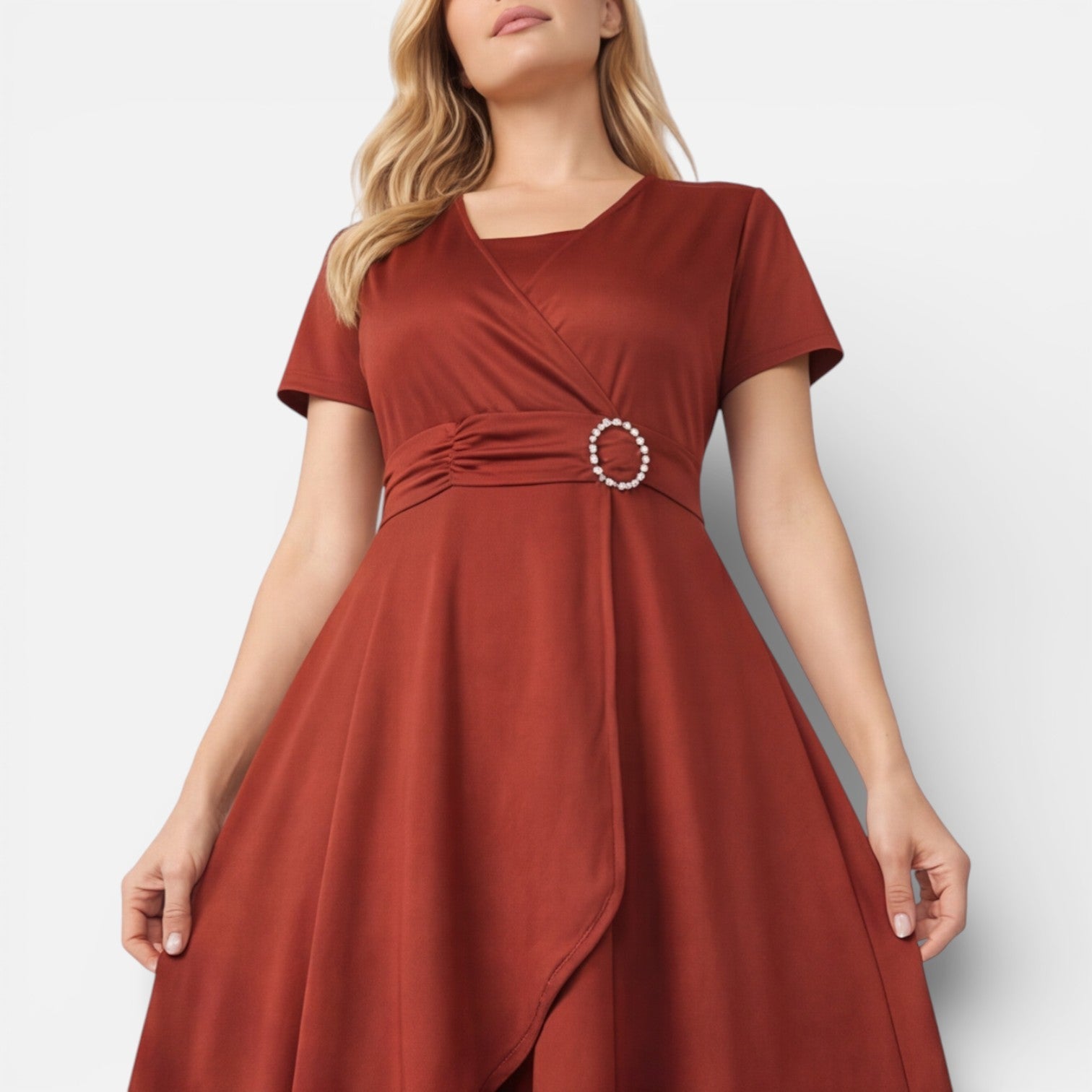Abito Donna a Portafoglio Scollo a V Cerimonia Elegante