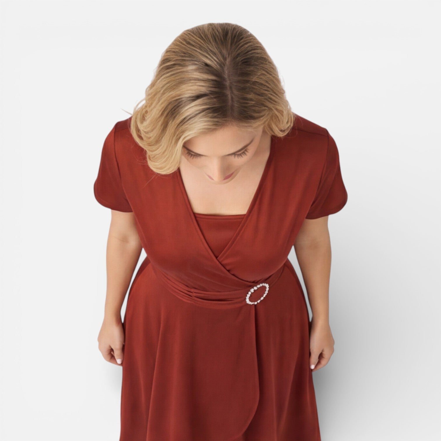 Abito Donna a Portafoglio Scollo a V Cerimonia Elegante