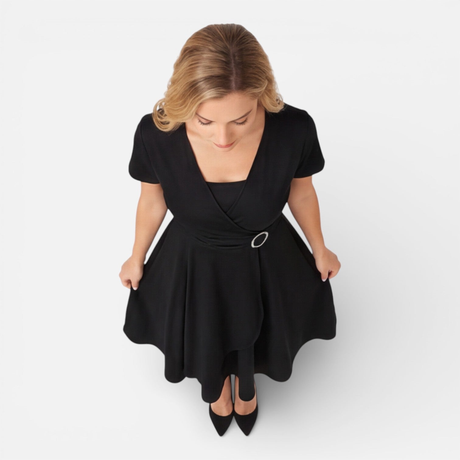 Abito Donna a Portafoglio Scollo a V Cerimonia Elegante