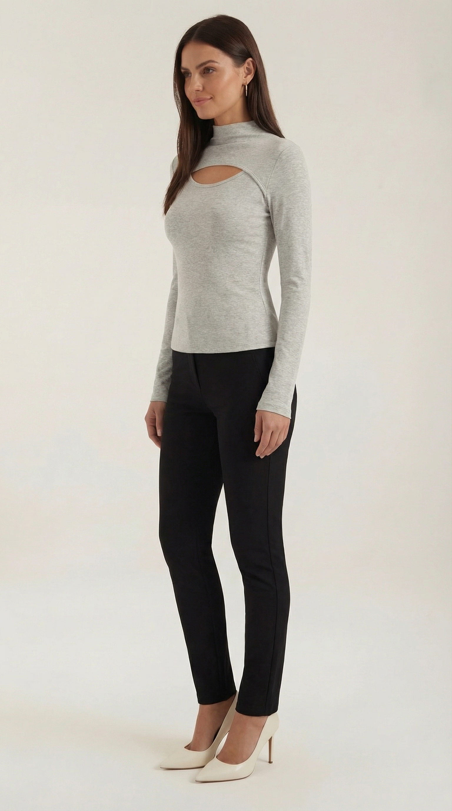 Aurazio Maglia a Maniche Lunghe con Tagli da Donna