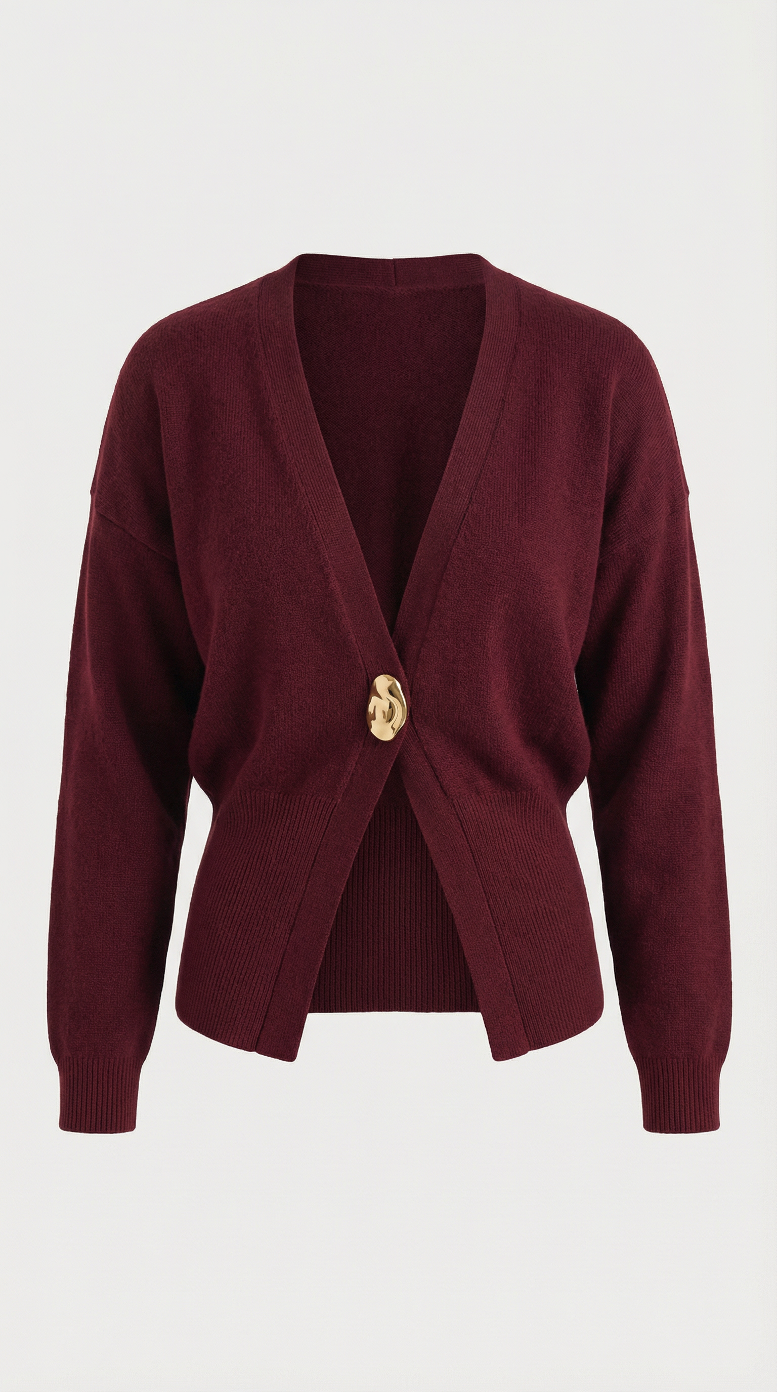 Cardigan Donna Scollo a V Profondo Bottone Dorato Aderente