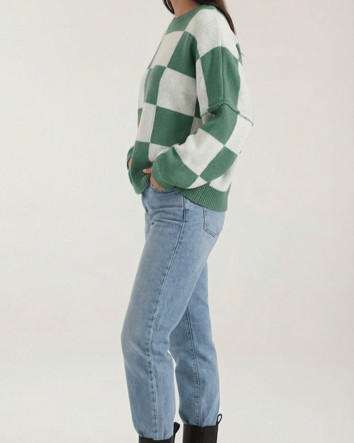 Aurazio Maglione a Quadri Checkered da Donna