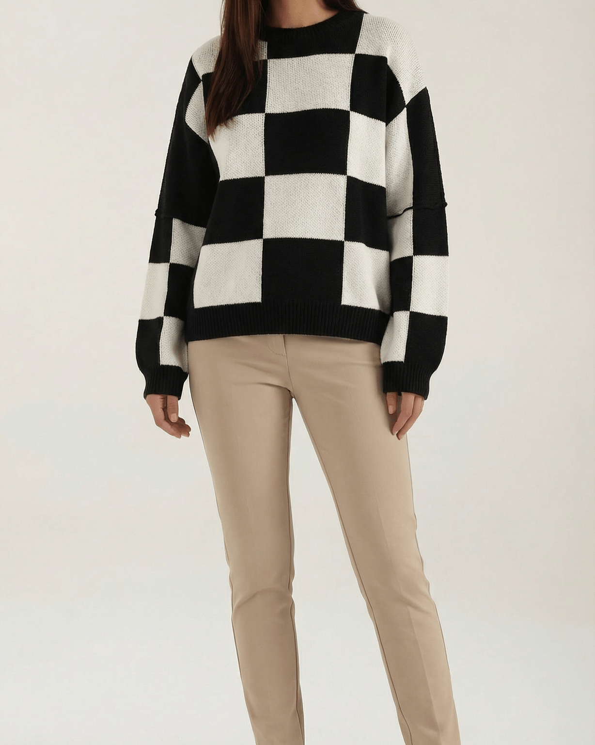 Aurazio Maglione a Quadri Checkered da Donna