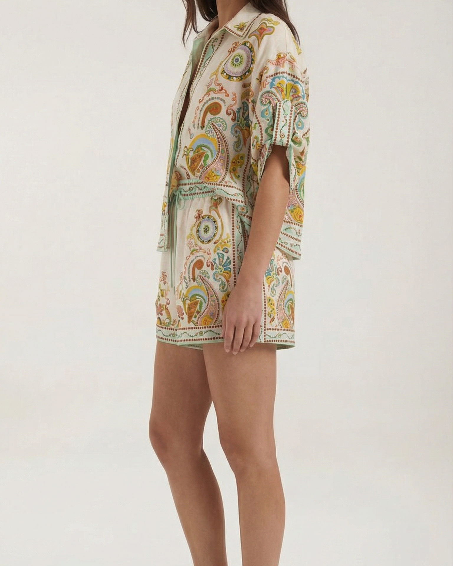 Aurazio Set Camicia e Shorts Stampa Boho per Donna