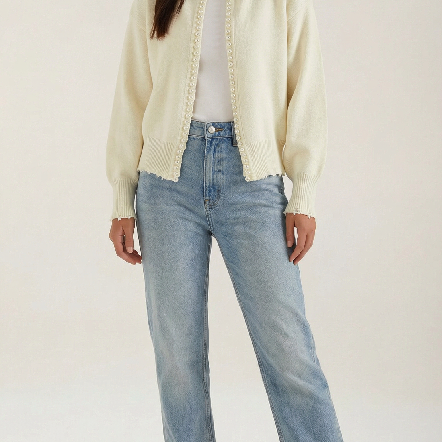 Cardigan Donna con Perle in Maglia Morbida Glamour