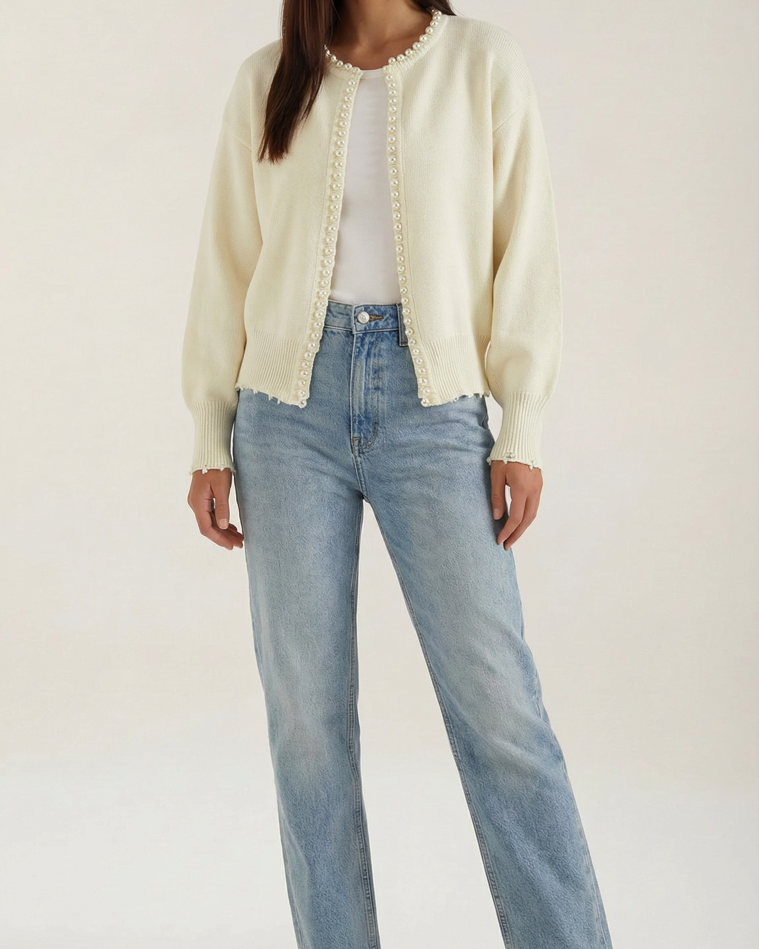 Cardigan Donna con Perle in Maglia Morbida Glamour