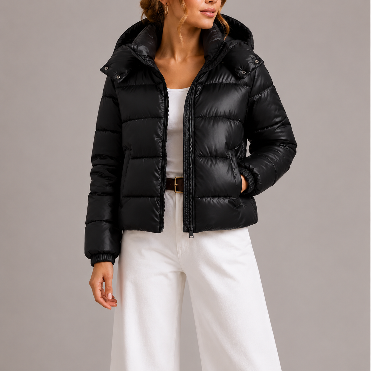 Giacca Donna Invernale Sportiva con Cappuccio Linea Curata