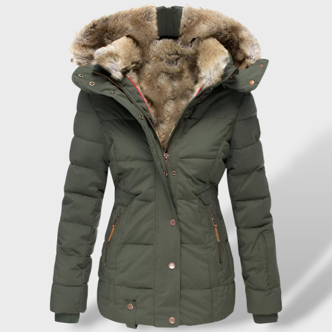 Piumino Donna Slim con Cappuccio in Piuma Invernale
