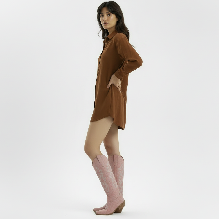 Aurazio Stivali Cowboy Tacco Blocco Basso Eleganti per Donna