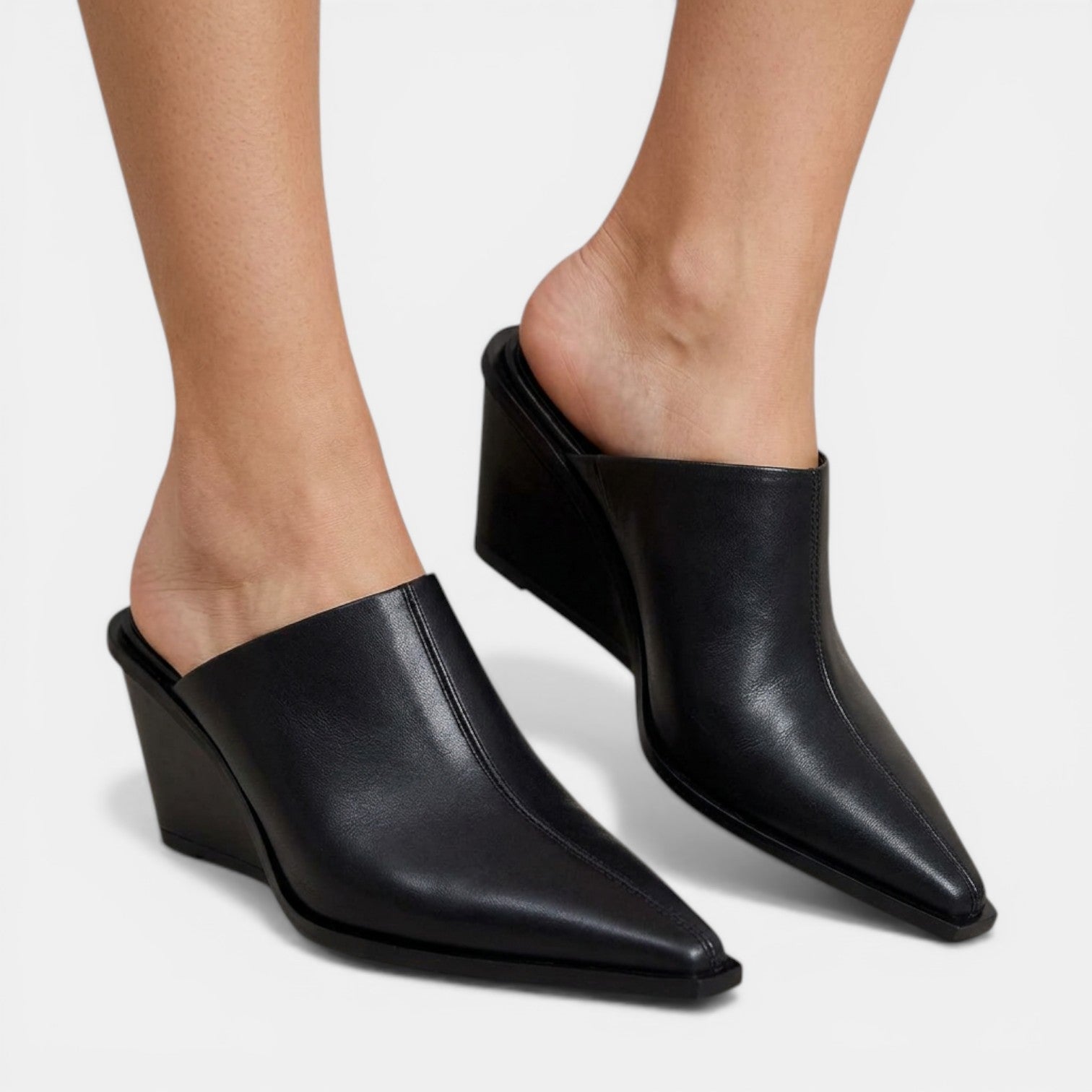 Aurazio Mules Zeppa Pelle Nera Comfort Durevole per Donna