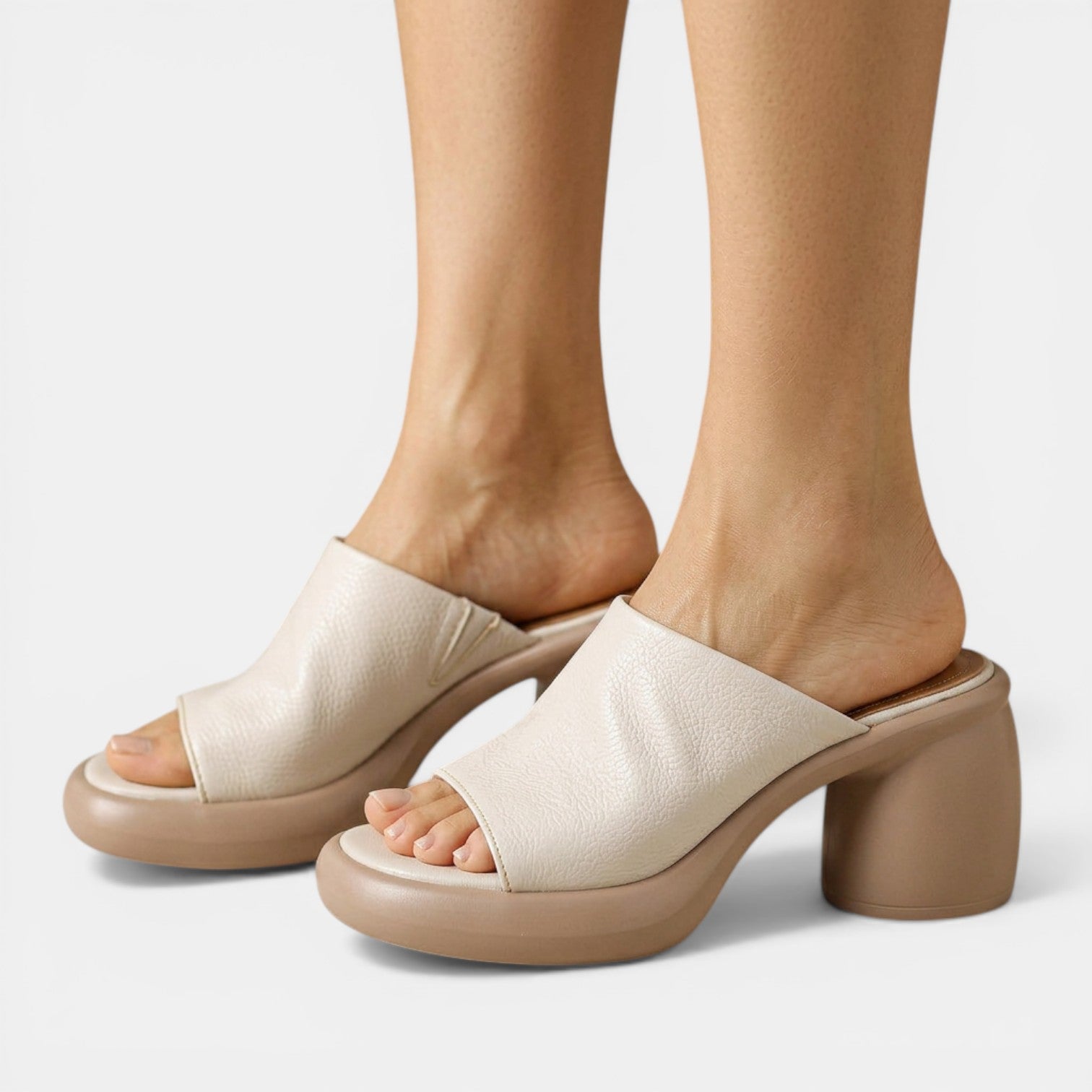 Sandali Donna Platform in Pelle Bianca Regolabili