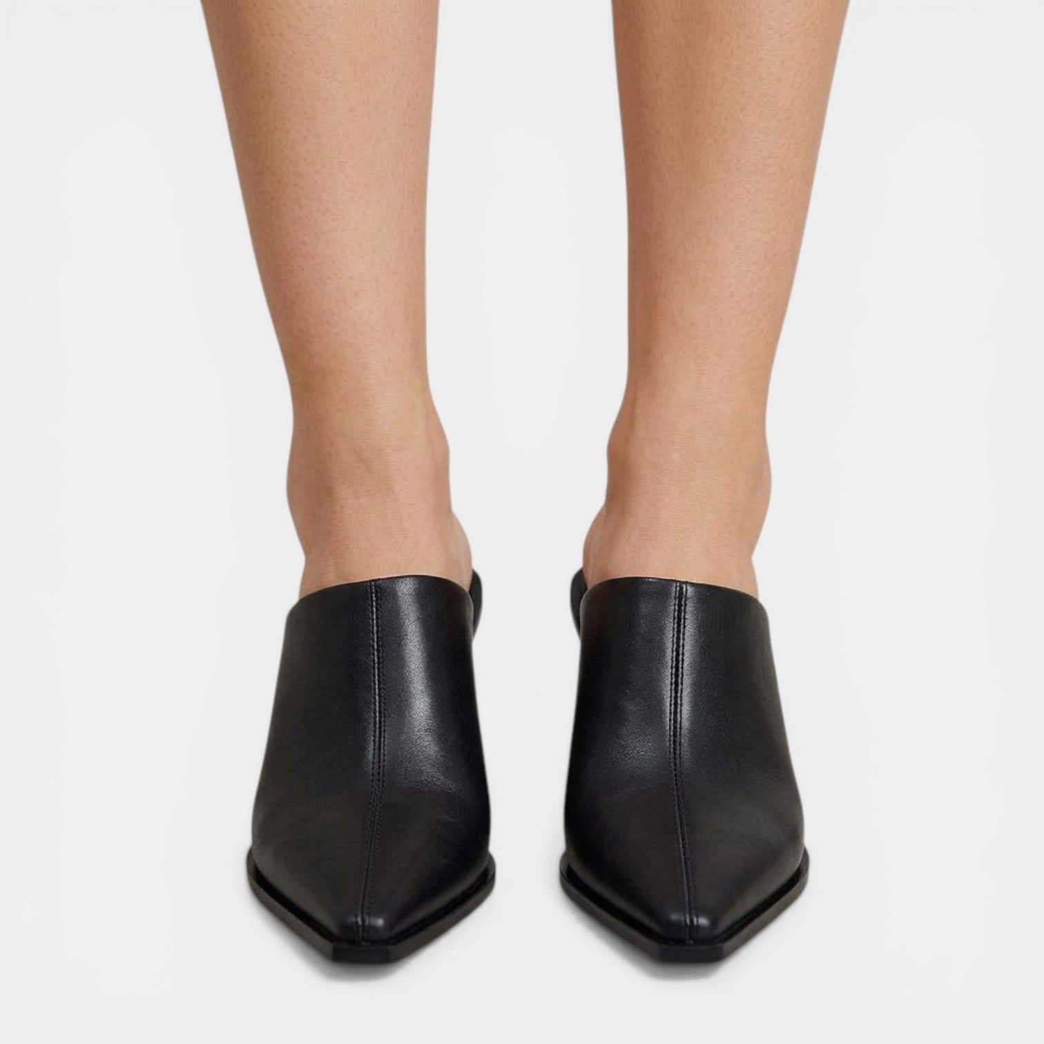 Mules Donna con Zeppa in Pelle Nera Comode