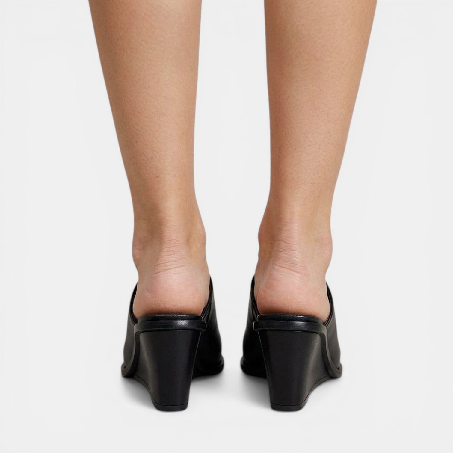 Aurazio Mules Zeppa Pelle Nera Comfort Durevole per Donna