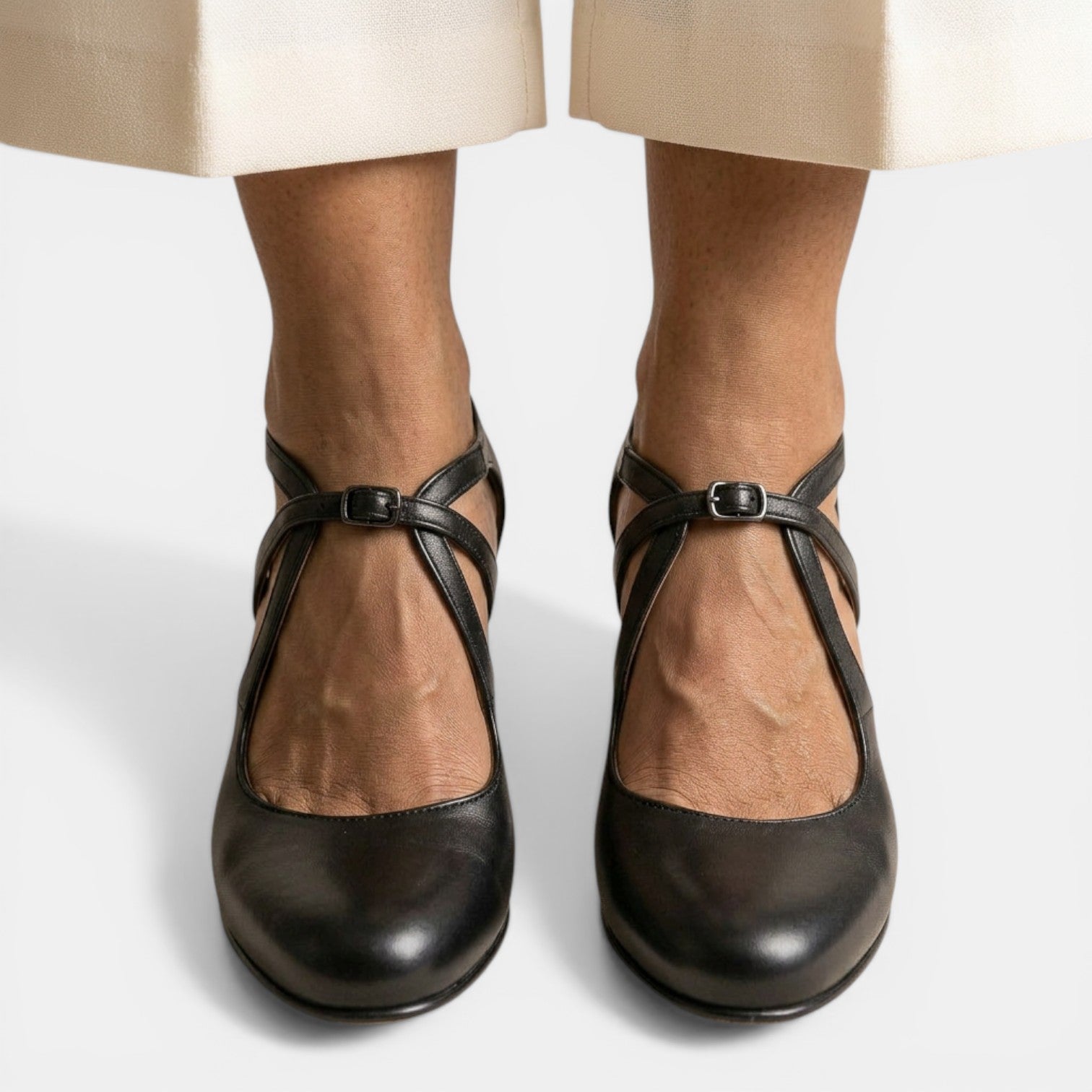 Aurazio Sandali T-Strap Pelle Tacco Elegante per Donna