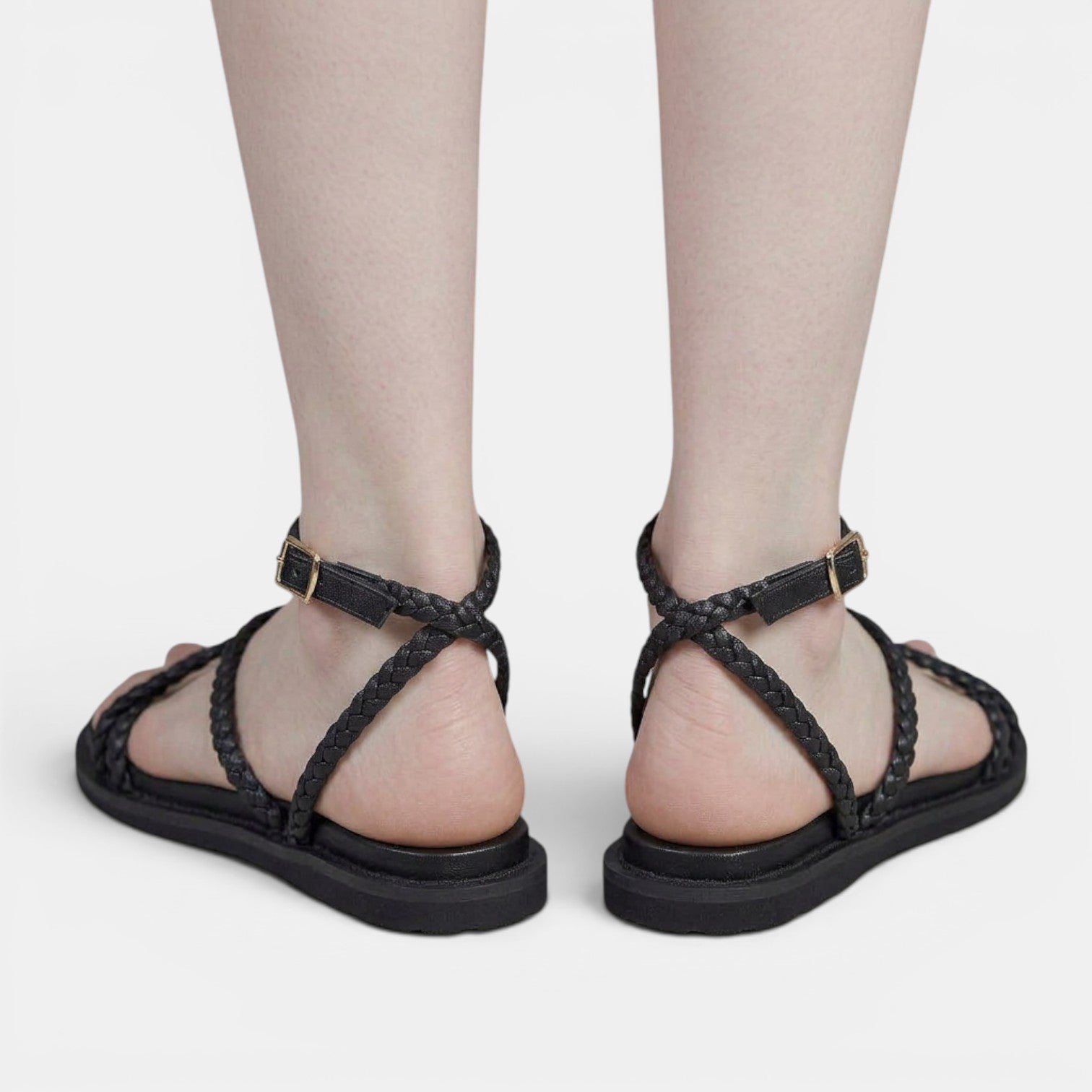 Aurazio Sandali Estivi Neri Comfort Suola Flessibile per Donna