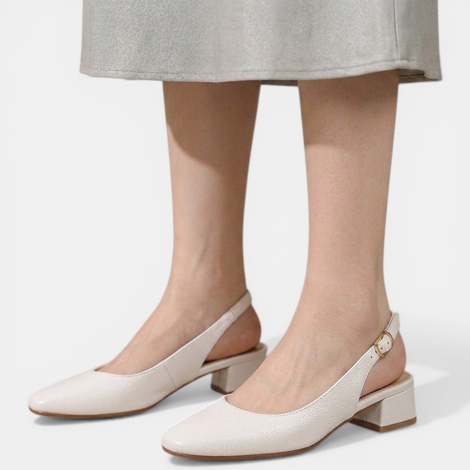 Aurazio Scarpe Tacco Scoperto Pelle Naturale per Donna
