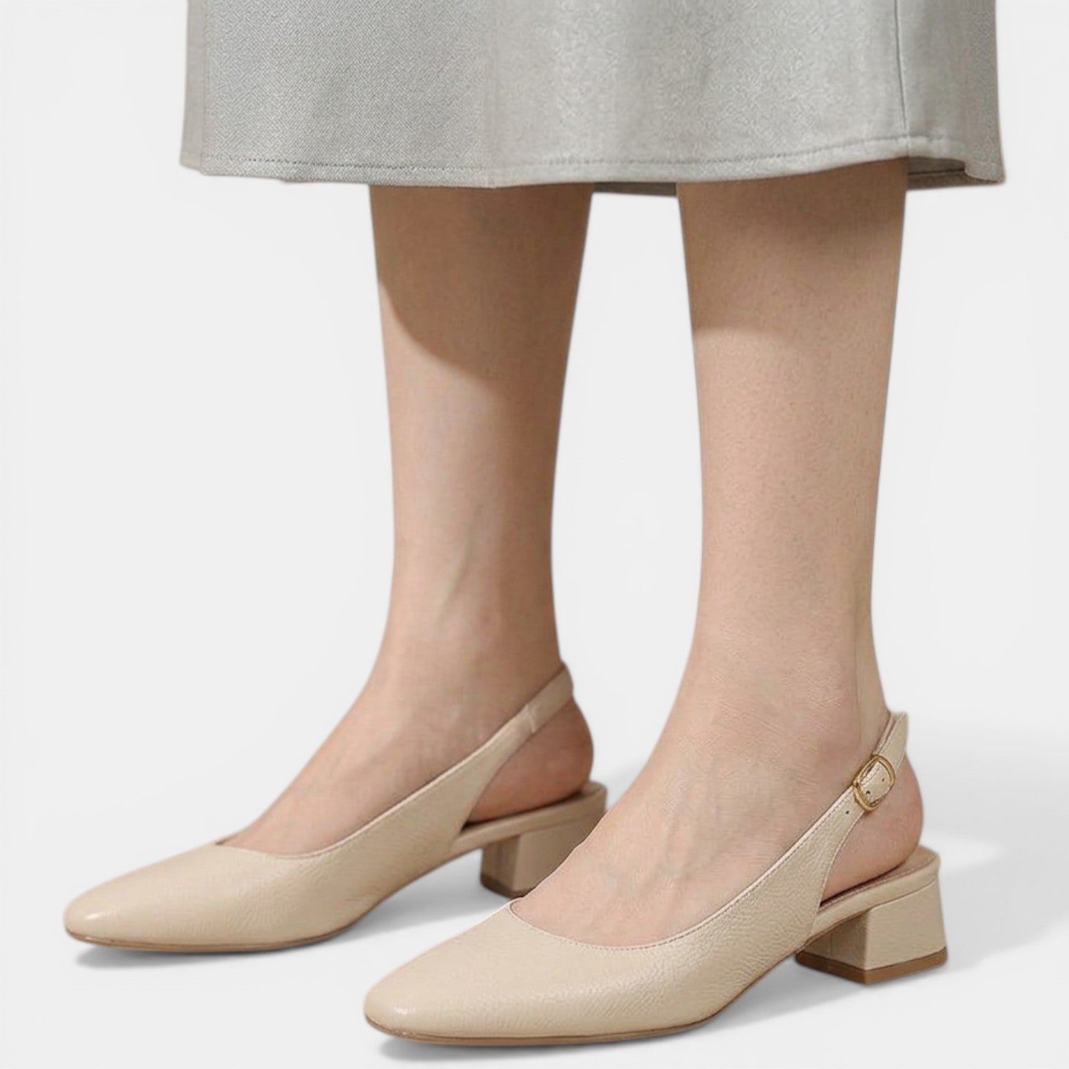 Aurazio Scarpe Tacco Scoperto Pelle Naturale per Donna