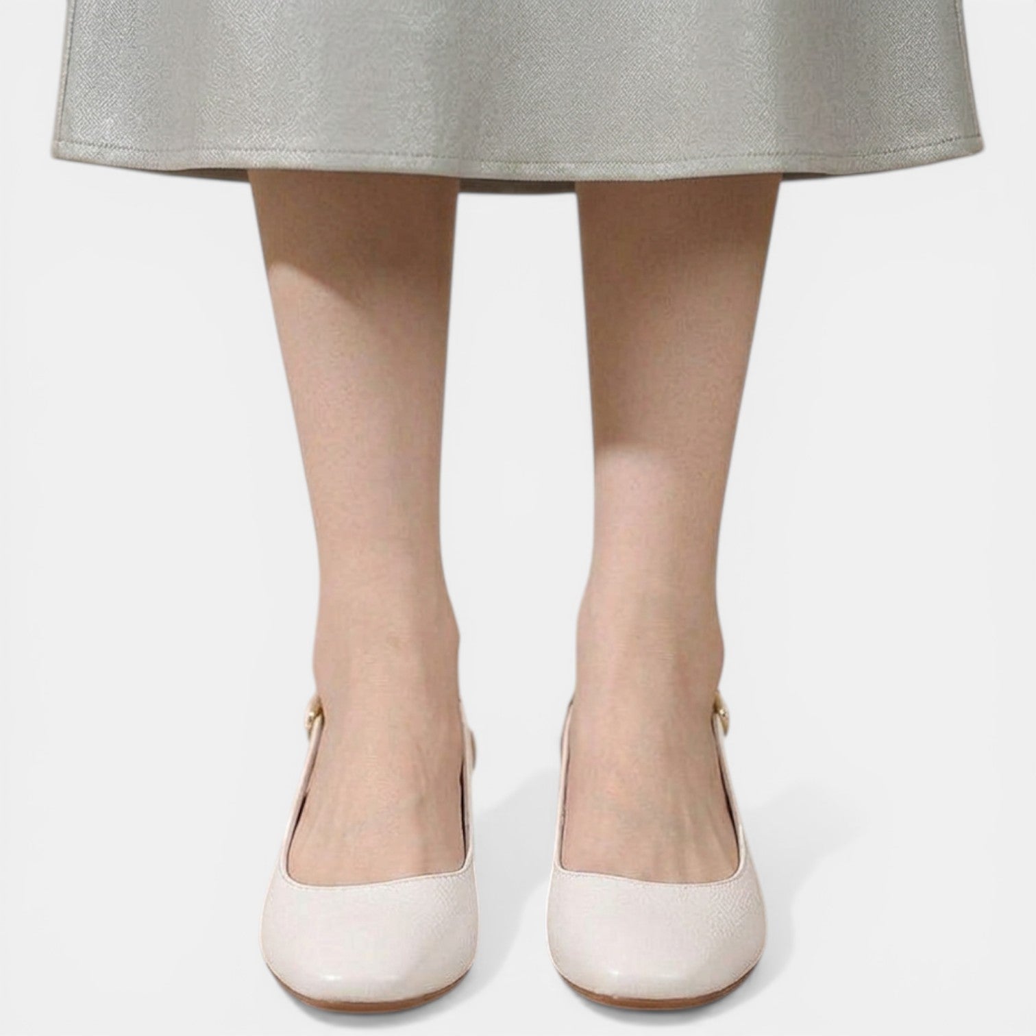 Aurazio Scarpe Tacco Scoperto Pelle Naturale per Donna