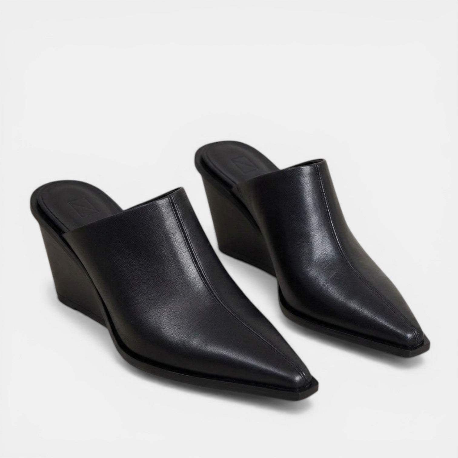 Aurazio Mules Zeppa Pelle Nera Comfort Durevole per Donna