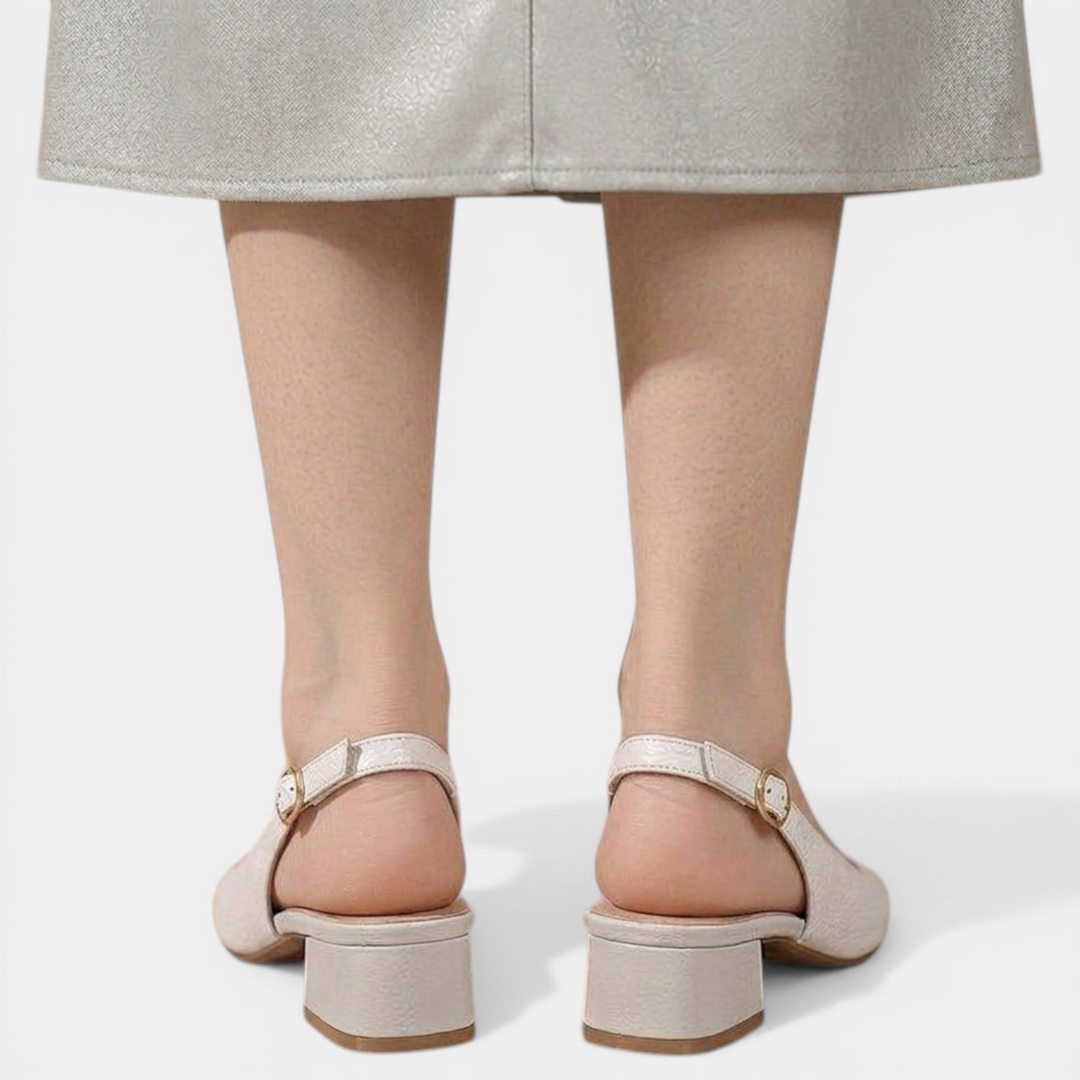 Aurazio Scarpe Tacco Scoperto Pelle Naturale per Donna