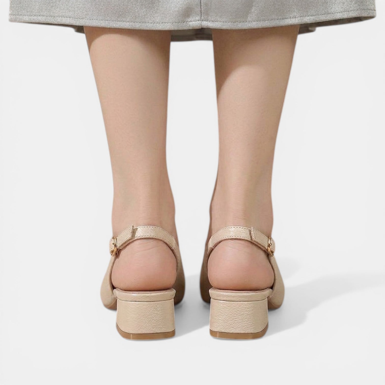 Aurazio Scarpe Tacco Scoperto Pelle Naturale per Donna