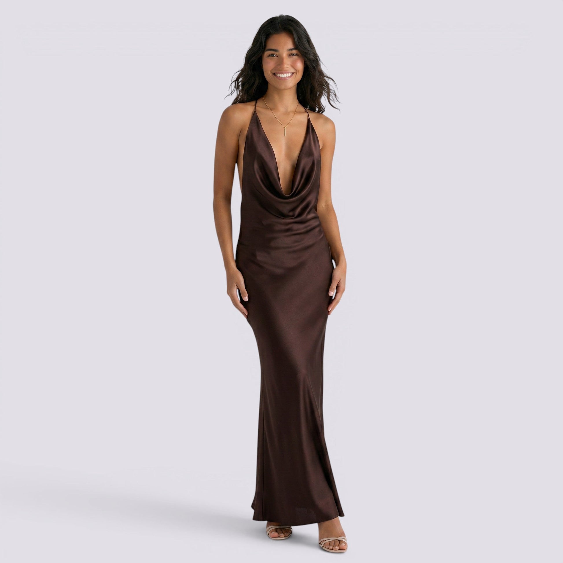 Abito Donna Halter in Raso da Sera Elegante