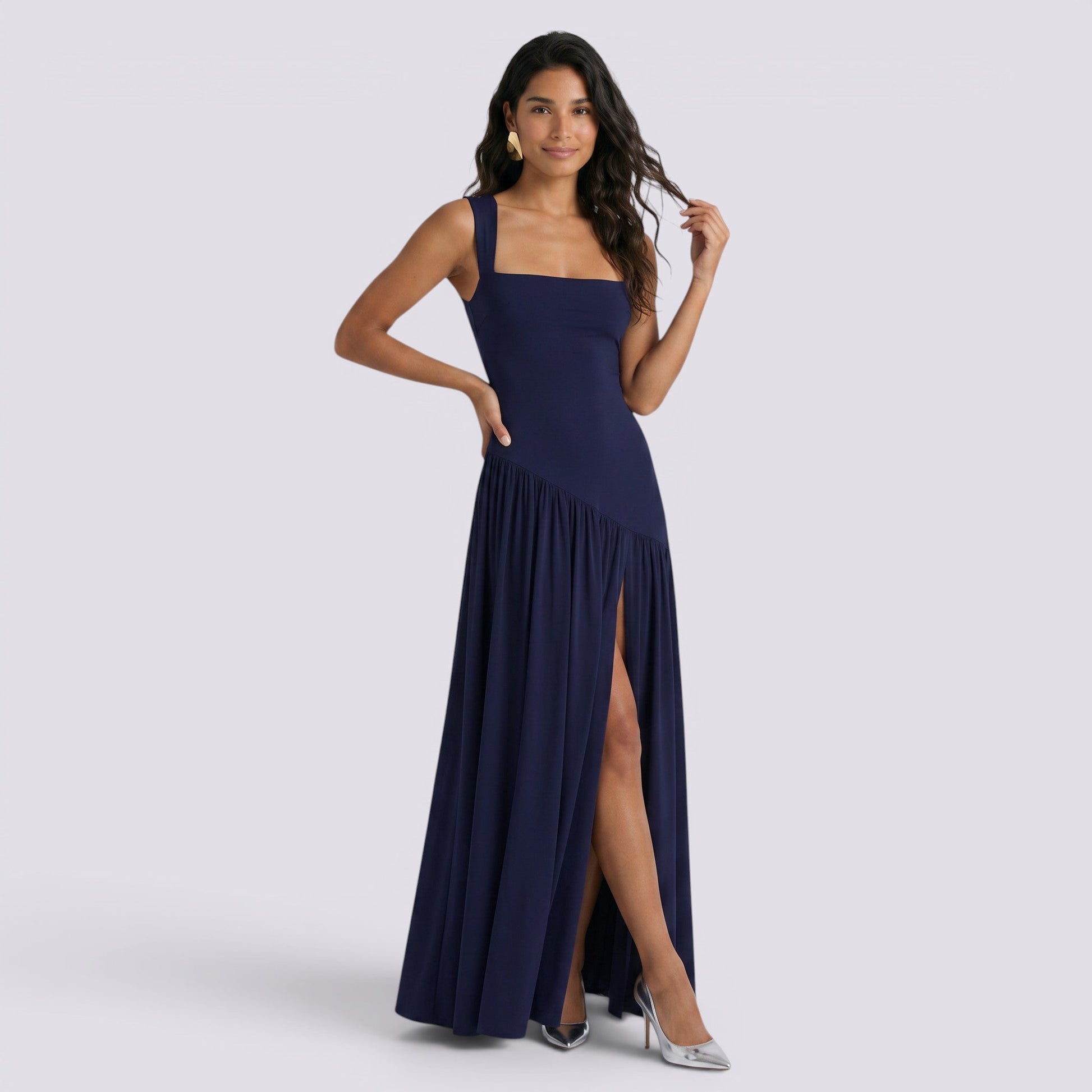 Abito Lungo Donna da Cerimonia Aderente Smanicato Elegante