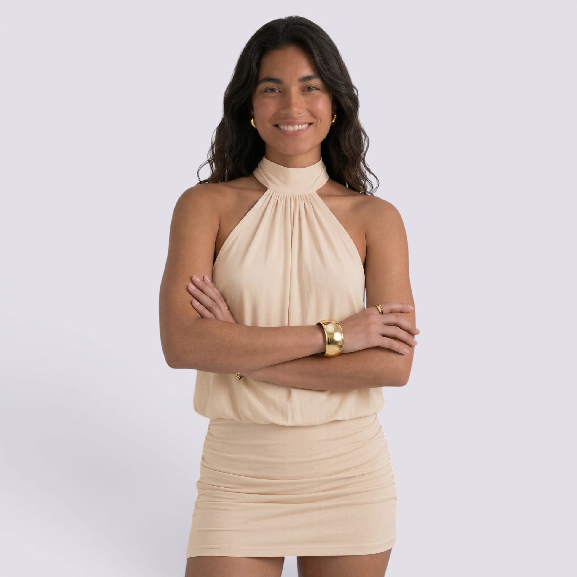 Abito Corto Donna Halter Estivo Schiena Aperta Elegante