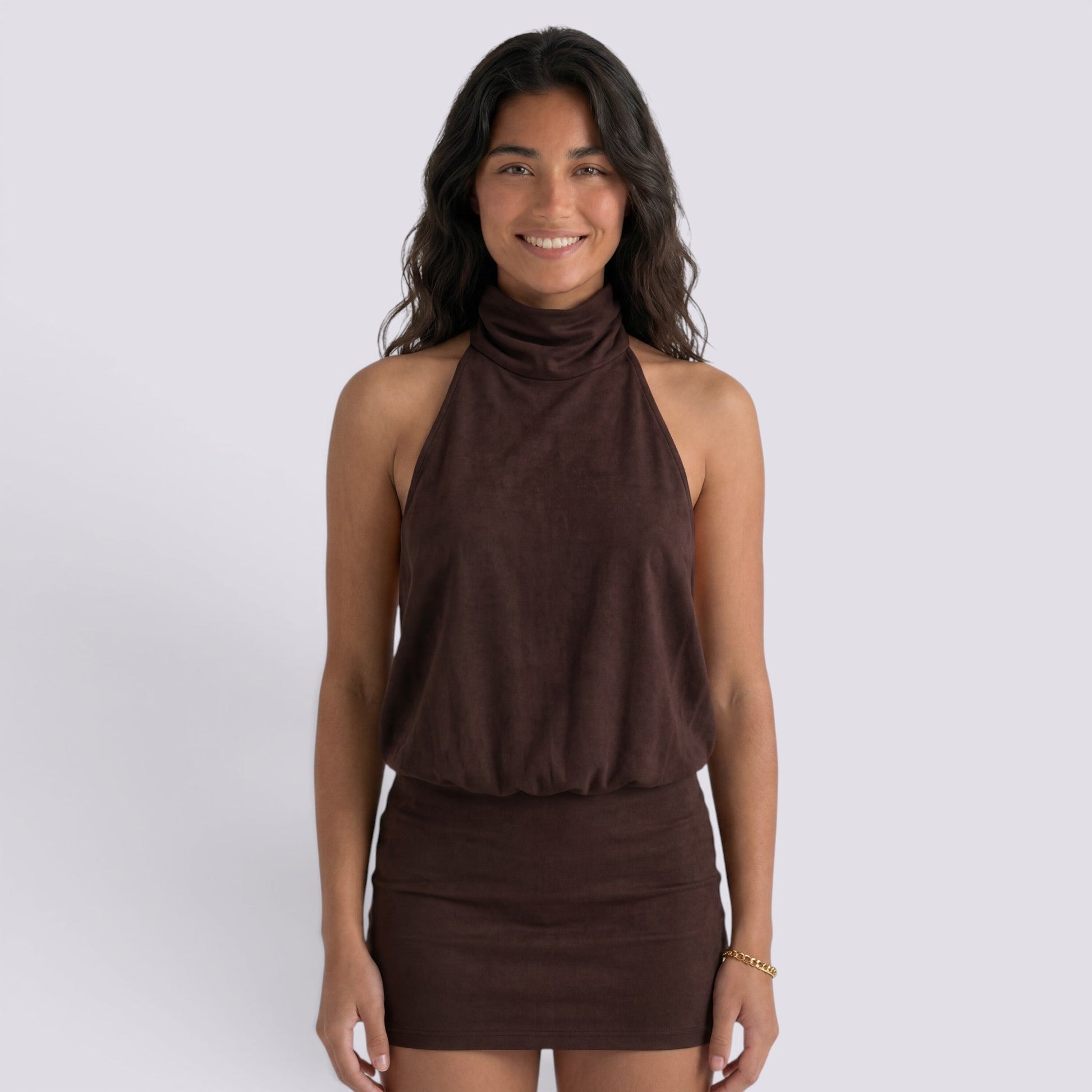 Abito Corto Donna Halter Estivo Schiena Aperta Elegante