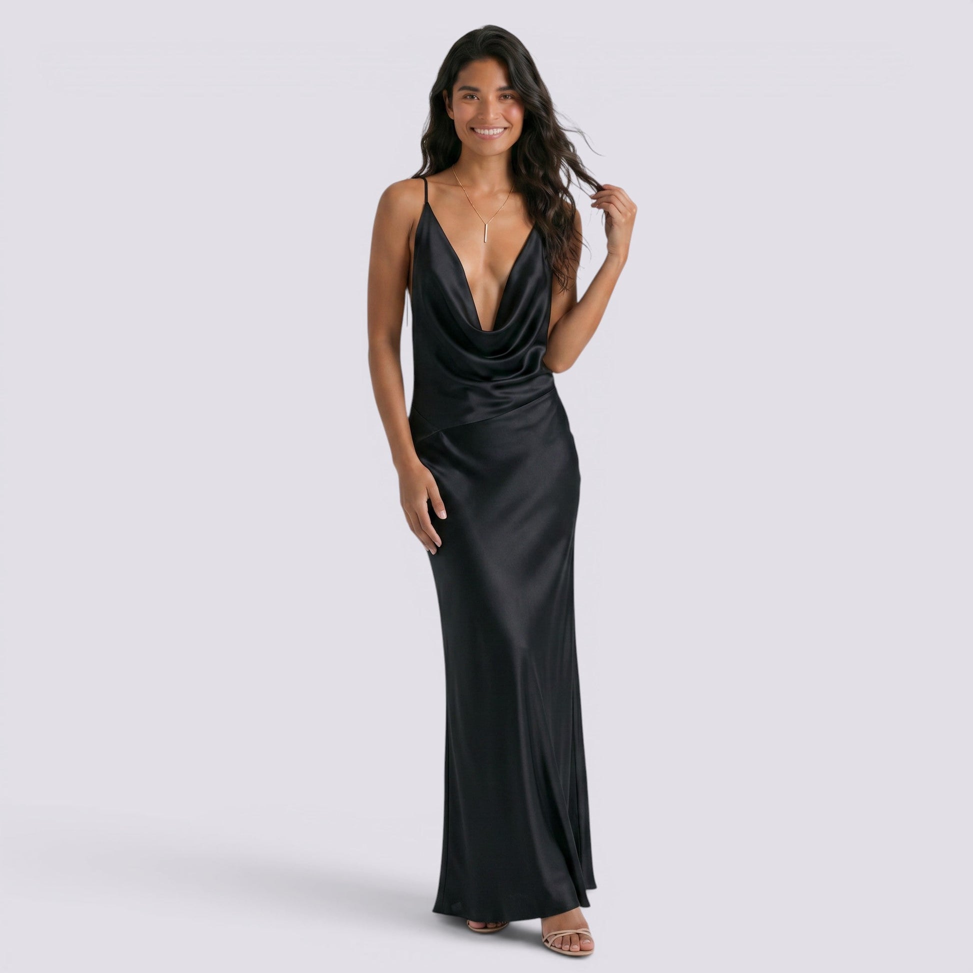 Abito Donna Halter in Raso da Sera Elegante