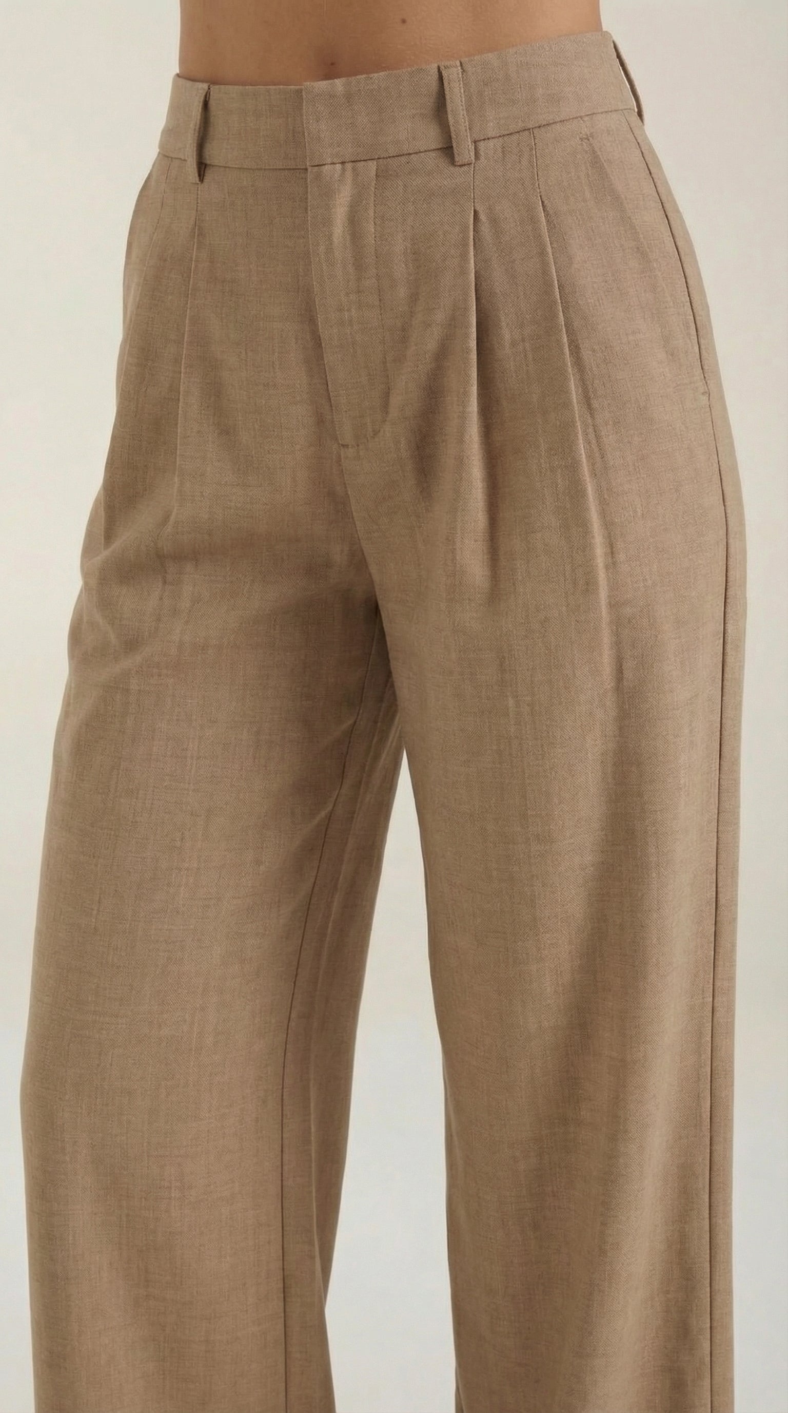 Pantaloni Donna Plissettati Vita Alta Fluidi Eleganti