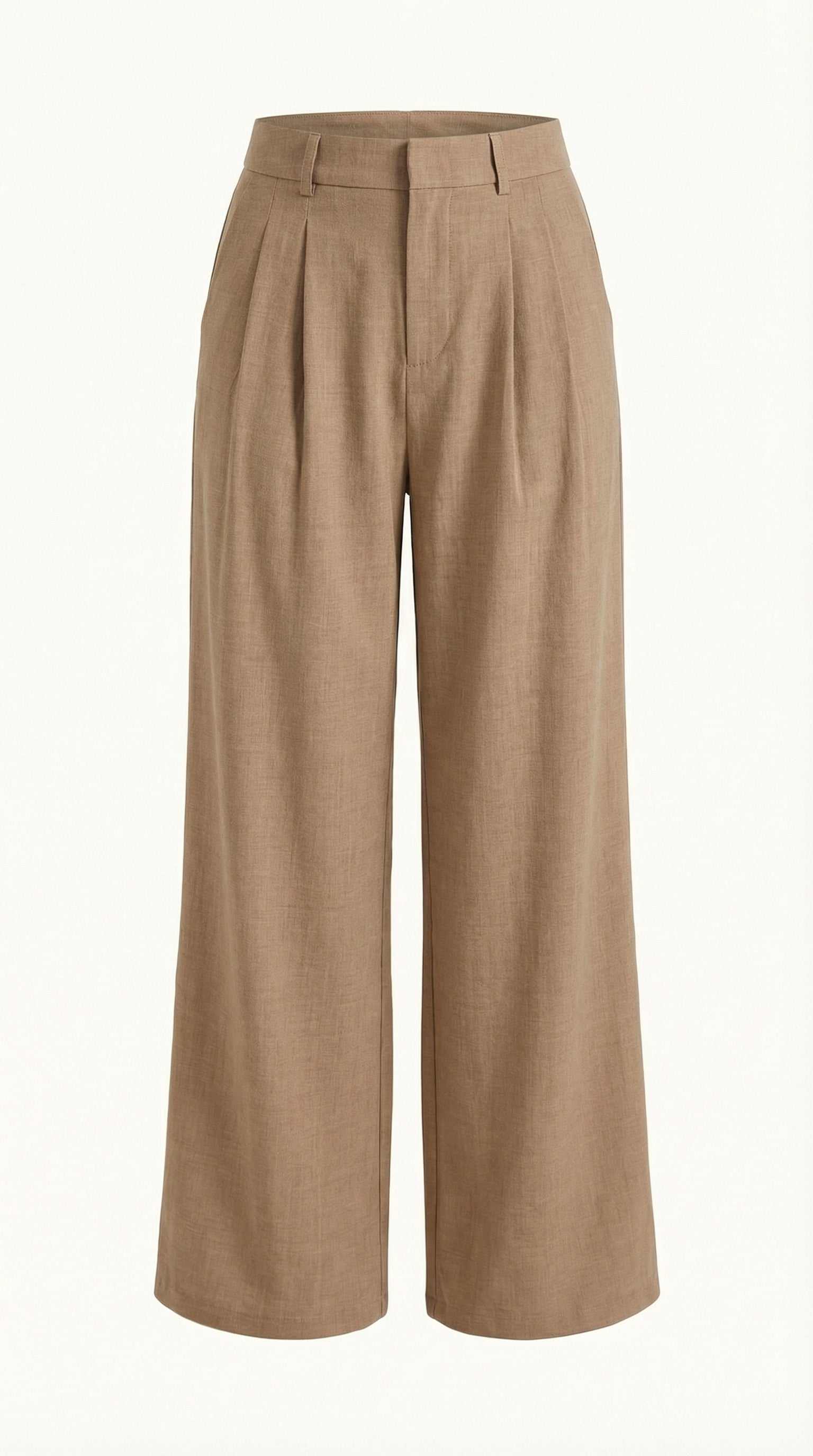 Pantaloni Donna Plissettati Vita Alta Fluidi Eleganti