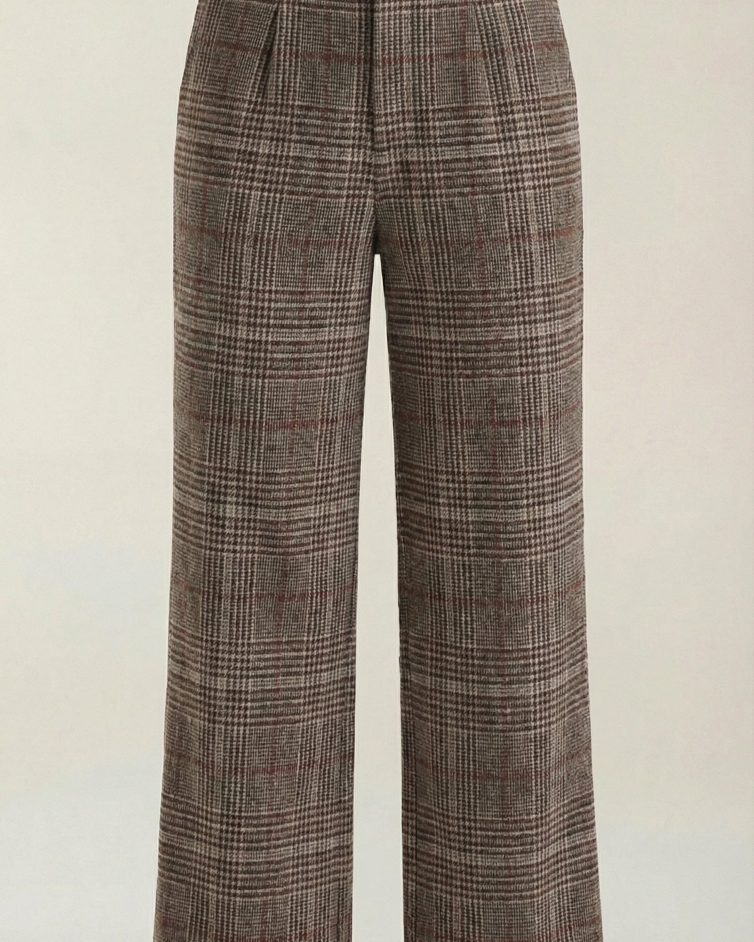 Aurazio Pantaloni a Vita Alta a Quadri per Donna