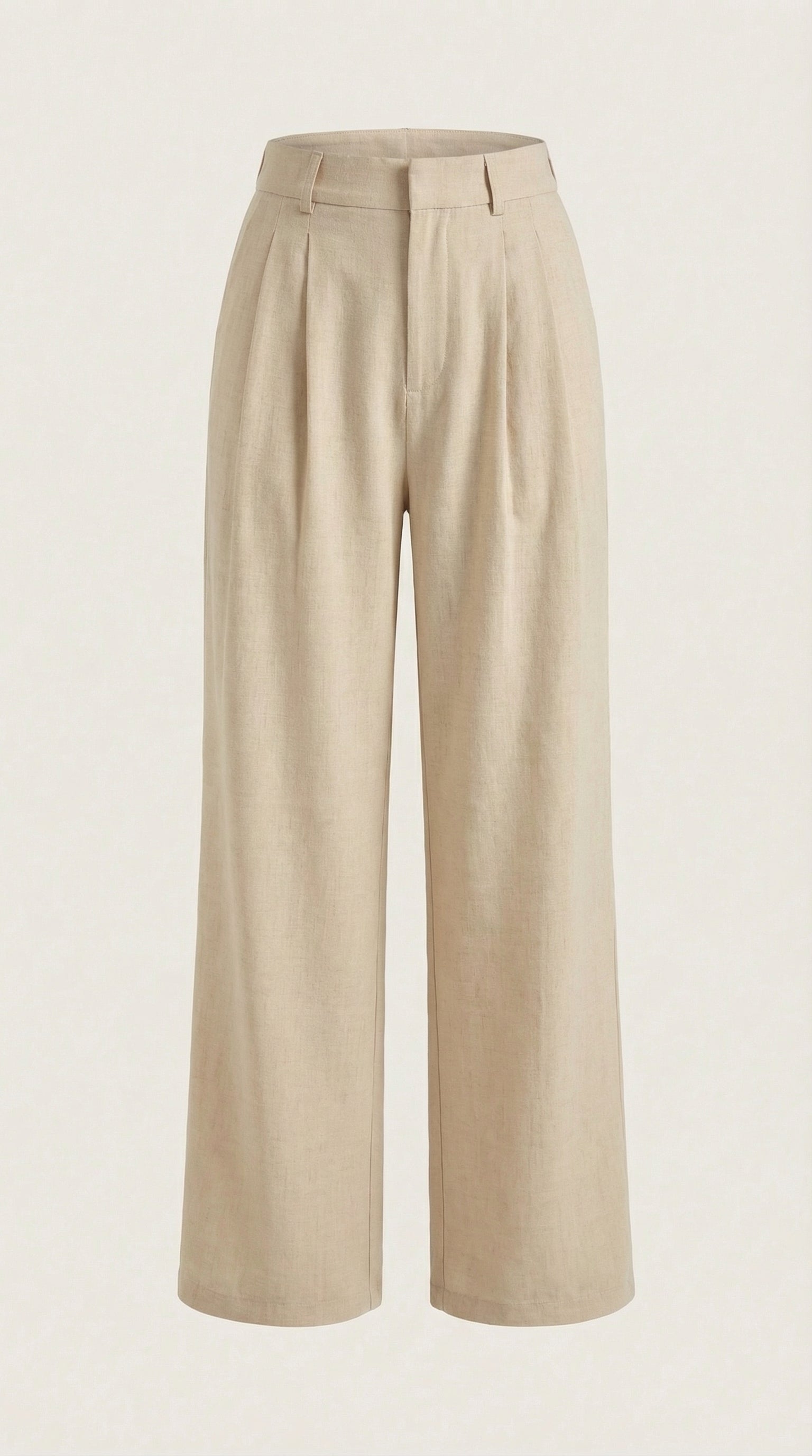 Pantaloni Donna Plissettati Vita Alta Fluidi Eleganti