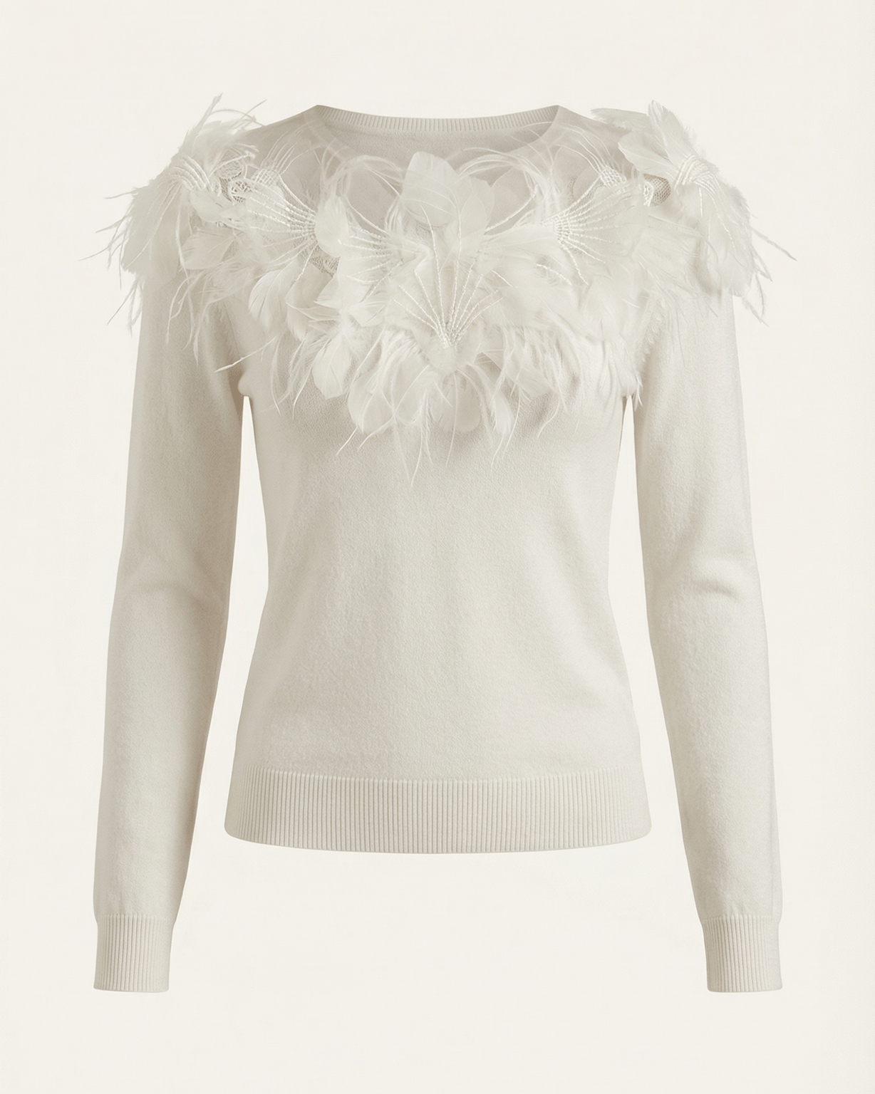 Aurazio Maglione in Maglia con Piume da Donna