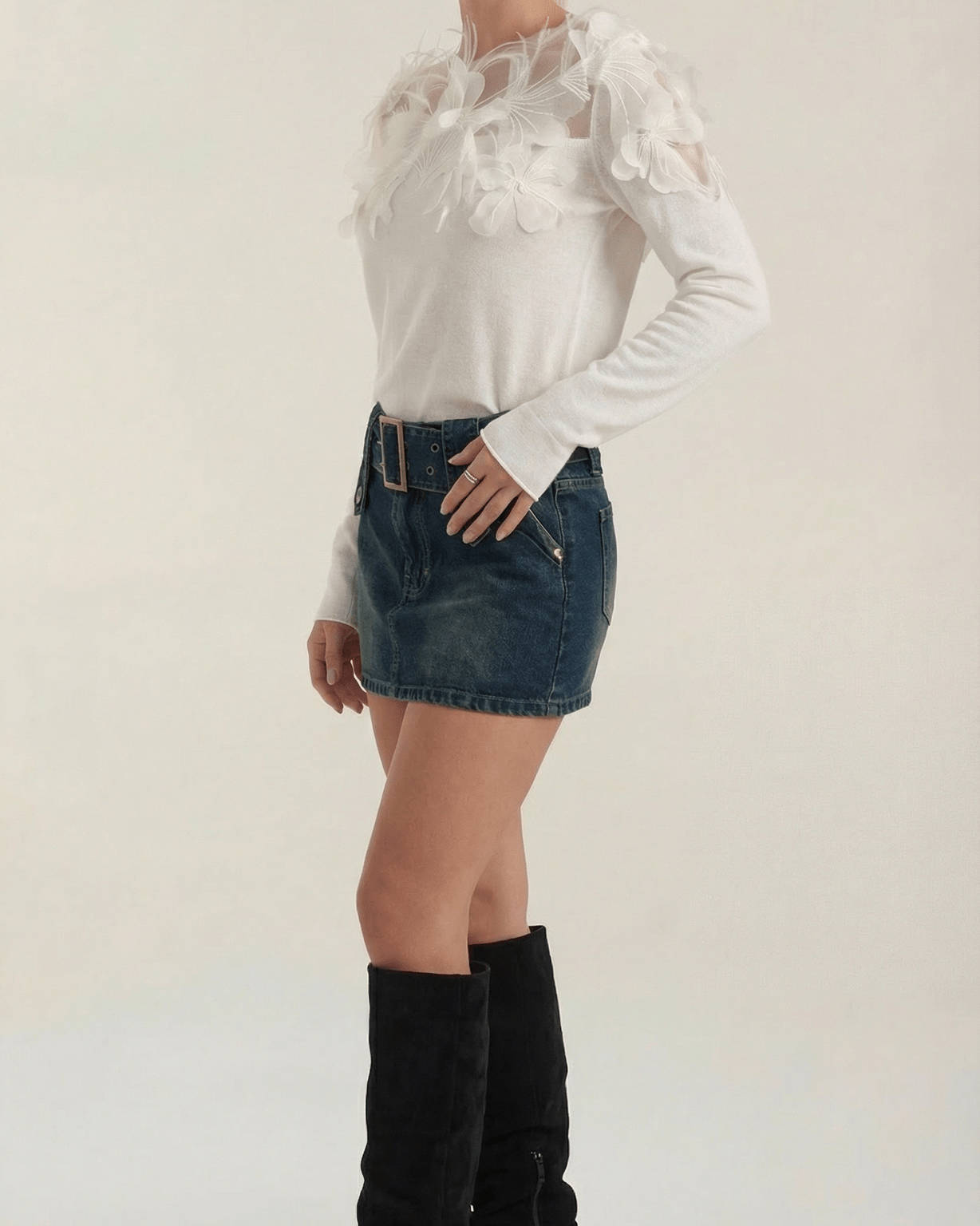 Aurazio Maglione in Maglia con Piume da Donna