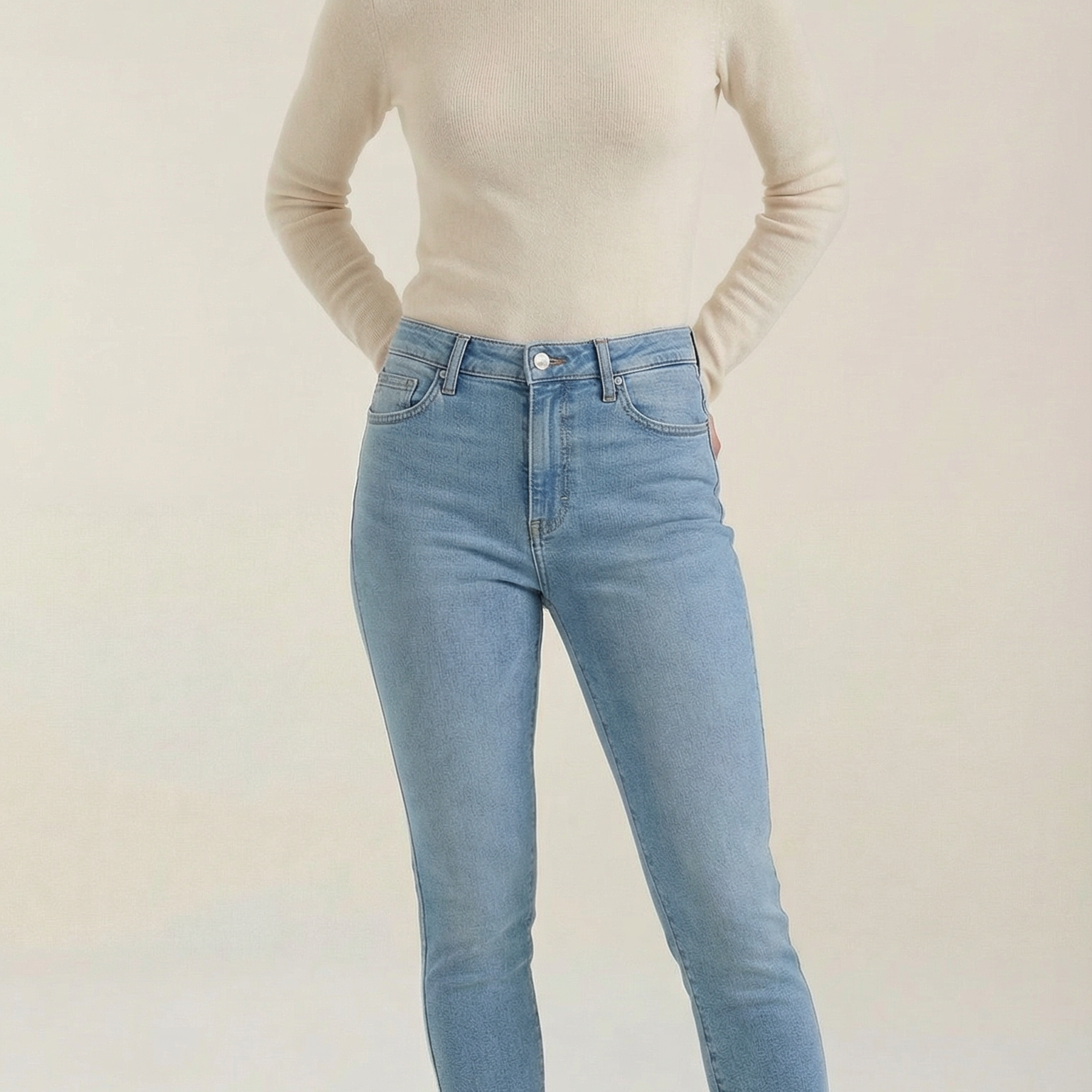 Maglia Donna Collo Alto Misto Cotone Morbida Elasticizzata