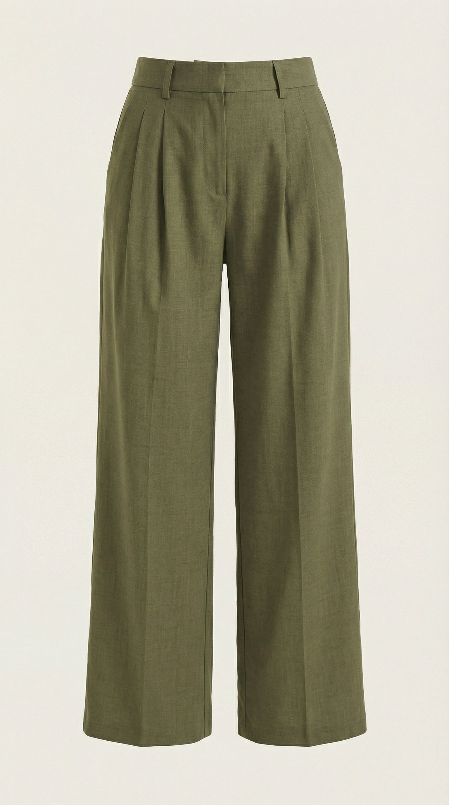 Pantaloni Donna Plissettati Vita Alta Fluidi Eleganti