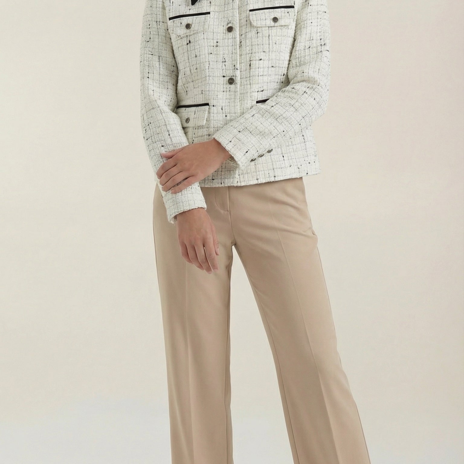 Aurazio Giacca di Tweed Collo a Contrasto da Donna