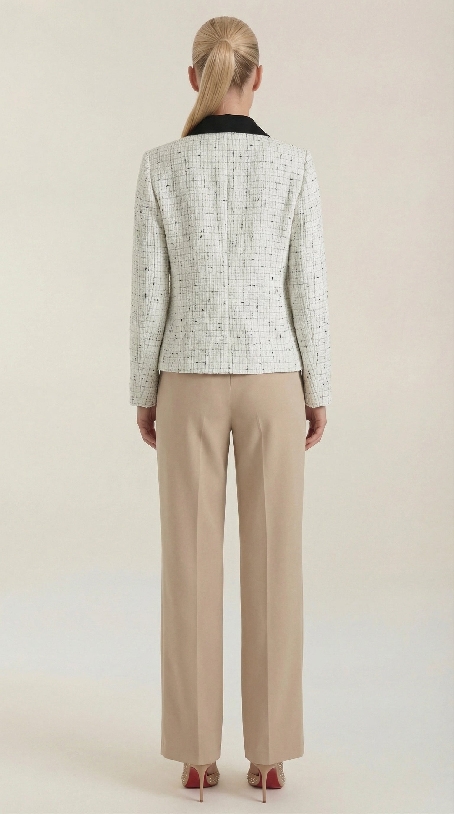 Aurazio Giacca di Tweed Collo a Contrasto da Donna