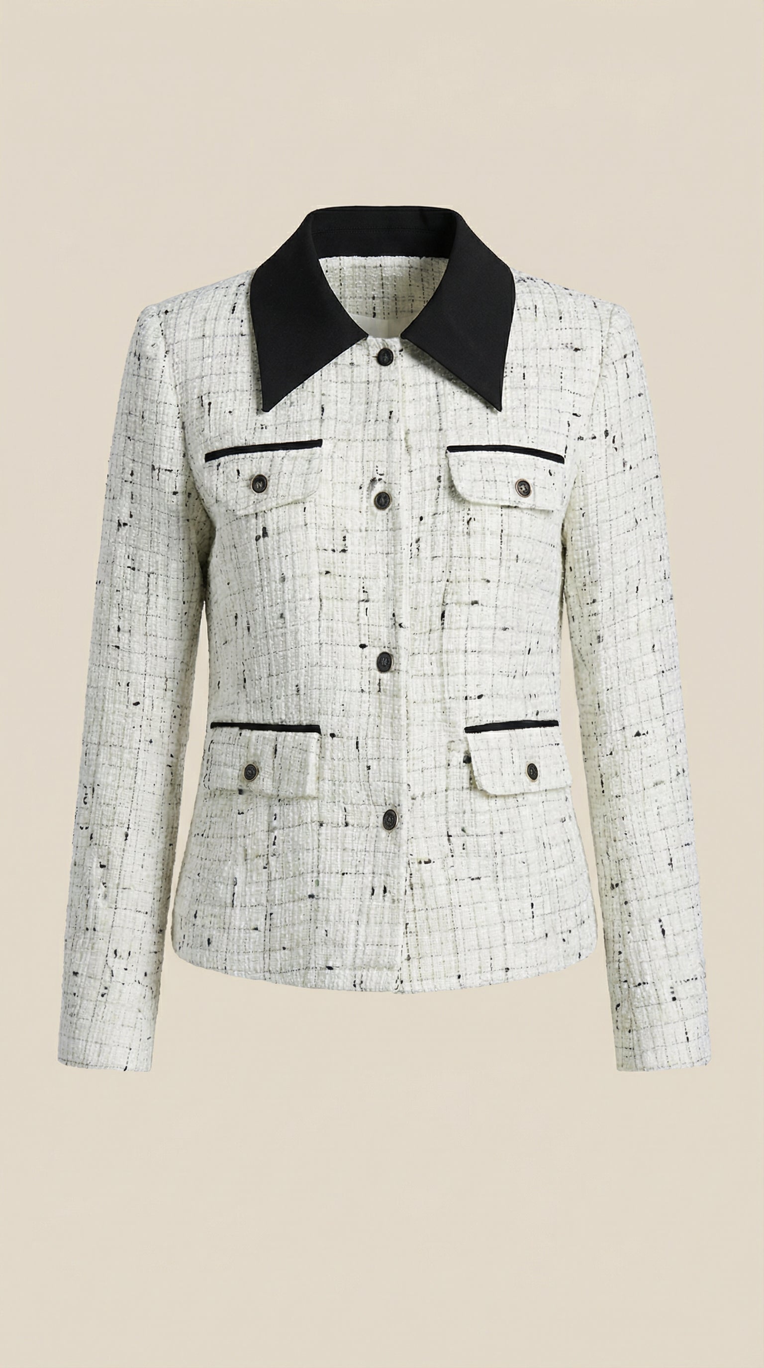 Aurazio Giacca di Tweed Collo a Contrasto da Donna