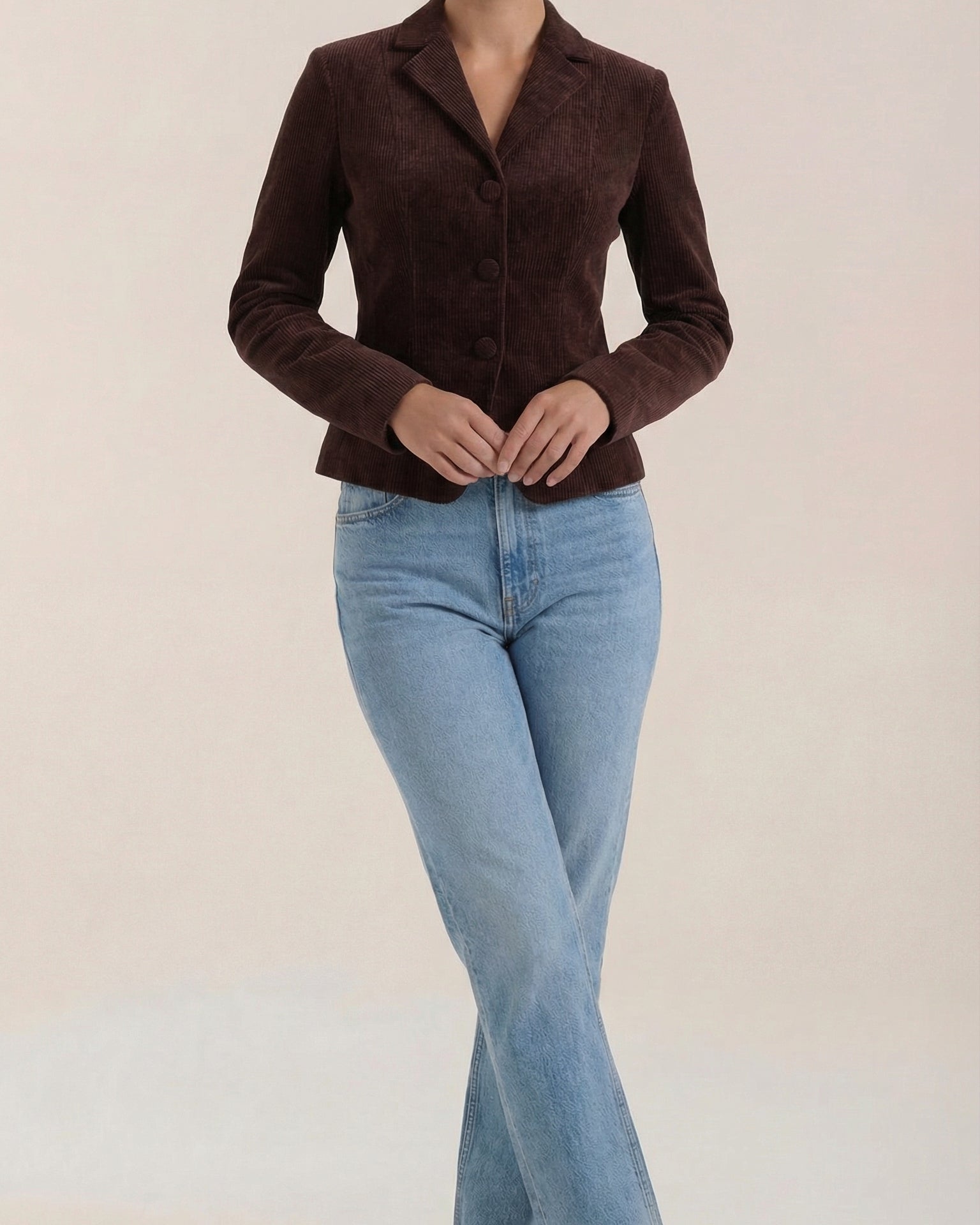 Giacca Donna Blazer in Velluto con Bottoni Morbida Elegante