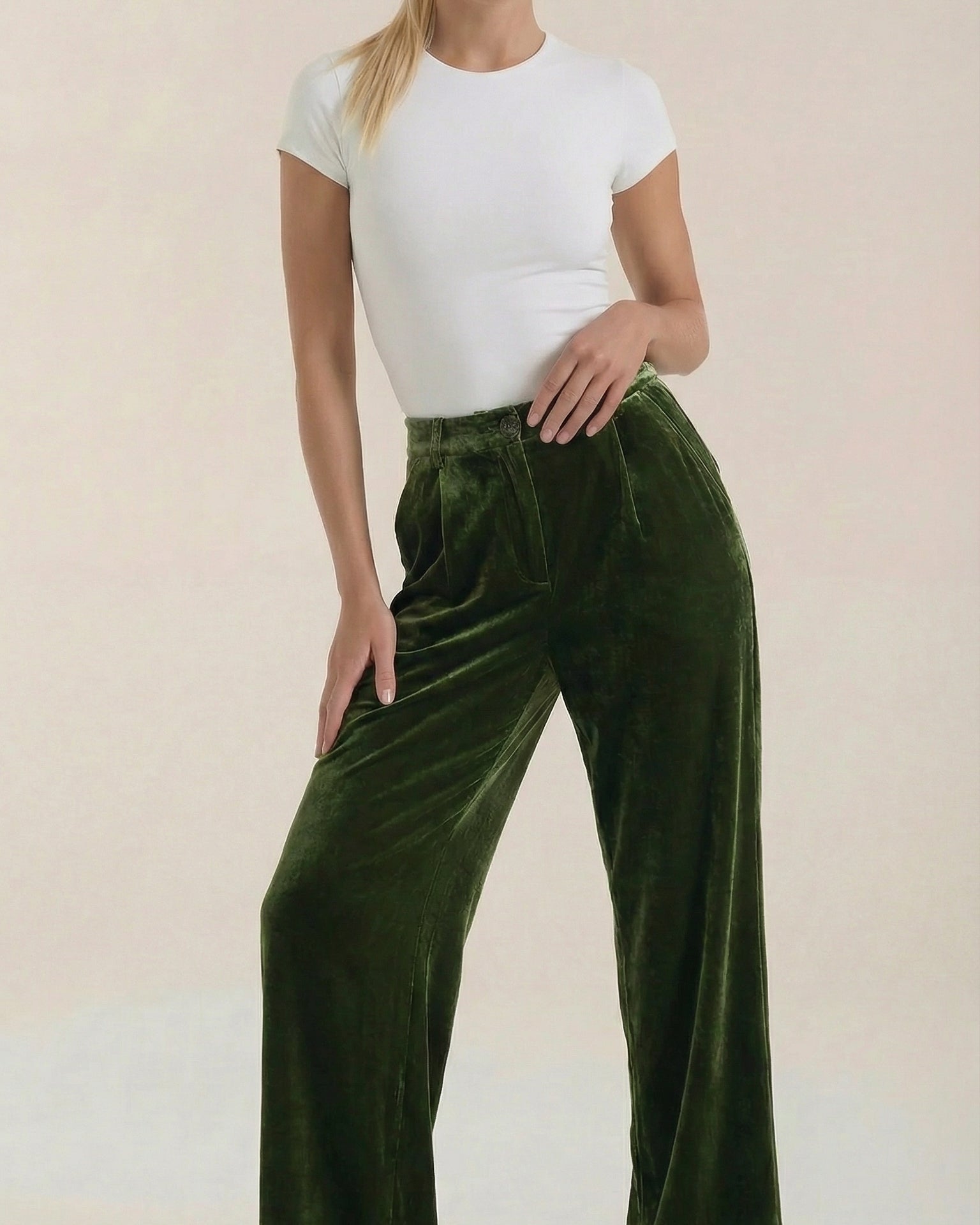 Aurazio Pantaloni in Velluto a Palazzo per Donne