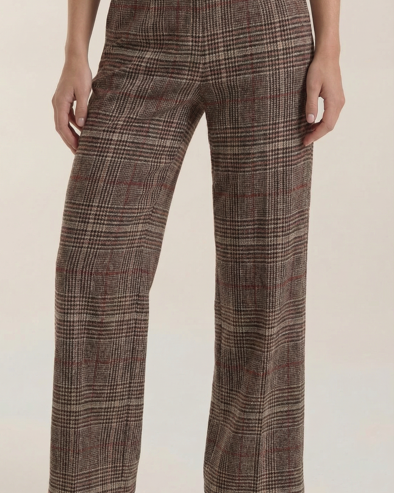 Aurazio Pantaloni a Vita Alta a Quadri per Donna