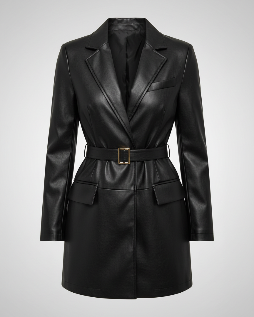 Blazer Donna Aderente Abbottonato Lunghezza Fianchi Nero