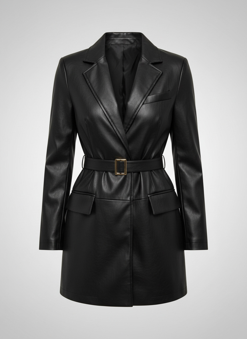 Blazer Donna Aderente Abbottonato Lunghezza Fianchi Nero